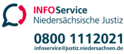 Logo des INFO Service Niedersächsische Justiz (öffnet Seite https://justizportal.niedersachsen.de/Infoservice )